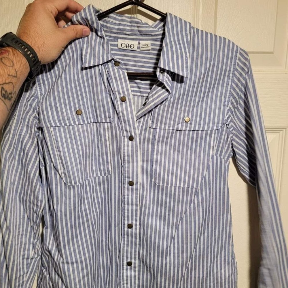 Women's Blue Stripped Button Down (S)